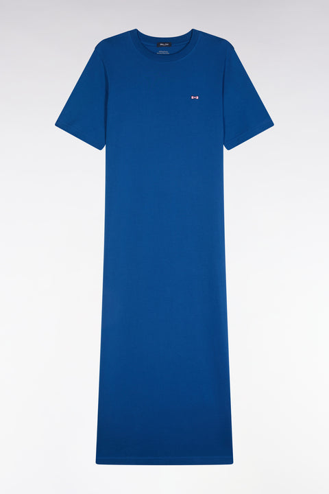 Blue Pima cotton T-shirt dress, straight cut - Image 2