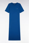 Blue Pima cotton T-shirt dress, straight cut