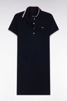 Navy cotton rugby shirt dress with tricolor accents
