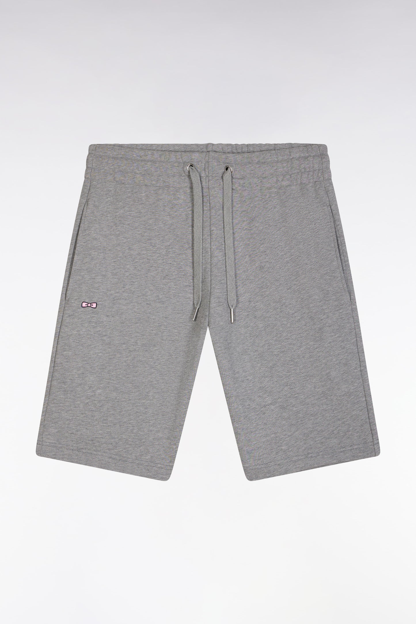 Straight-fit grey cotton fleece shorts