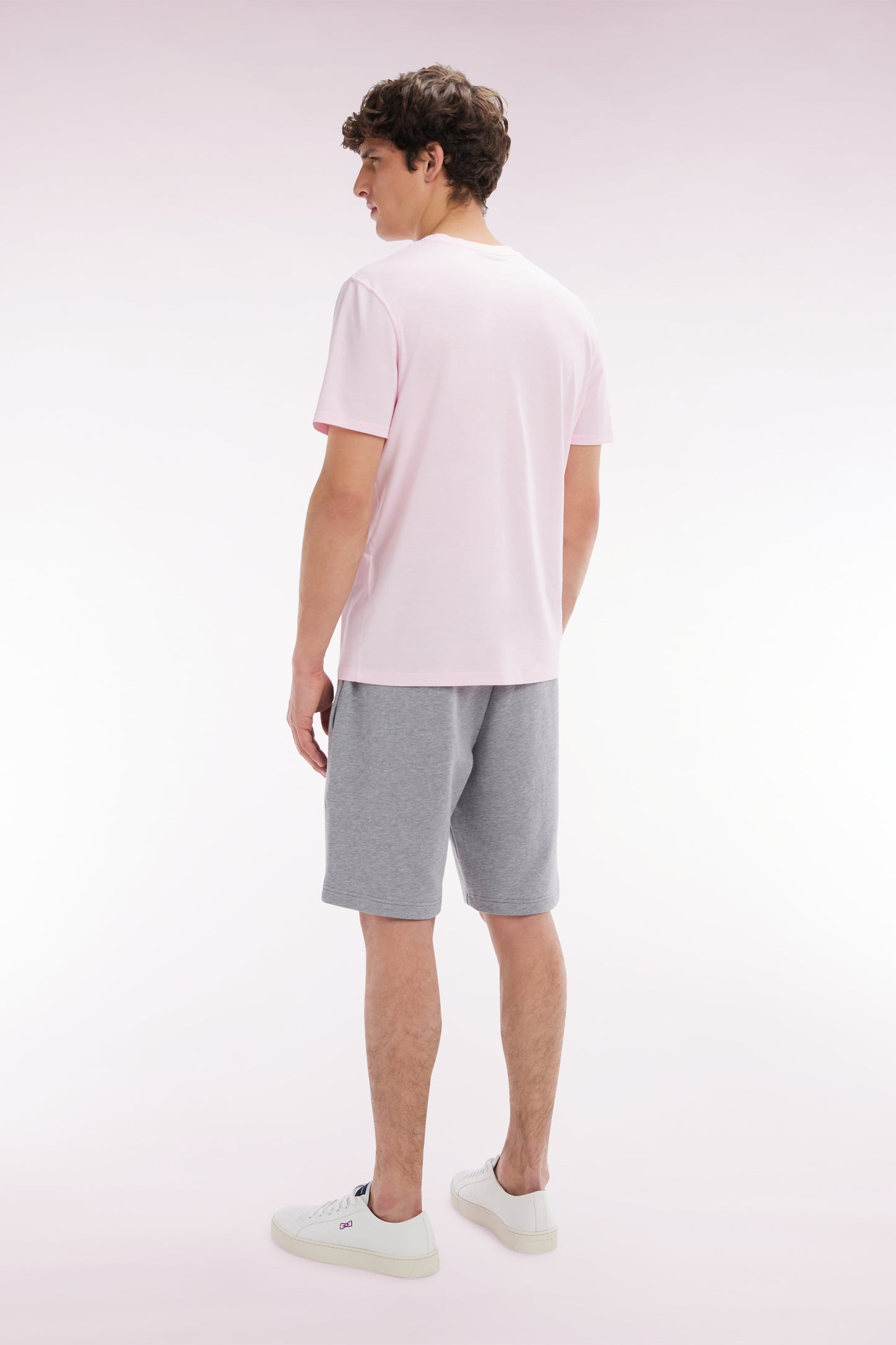 Straight-fit grey cotton fleece shorts