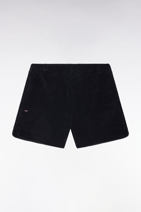 Straight-fit navy cotton-blend fleece shorts - Image 2