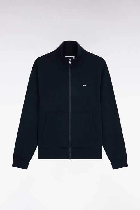 Straight-fit navy cotton zip-up sweatshirt - Image 1
