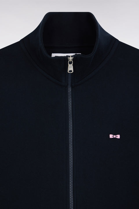 Straight-fit navy cotton zip-up sweatshirt - Image 2