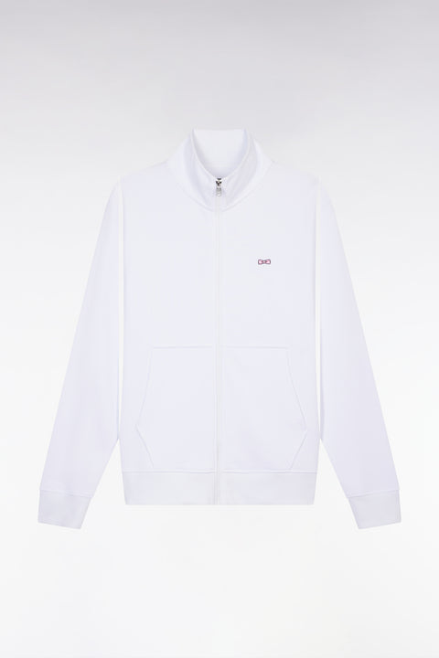 Straight-fit white cotton zip-up sweatshirt - Image 2