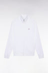 Straight-fit white cotton zip-up sweatshirt