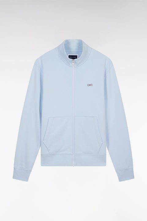Straight-fit sky blue cotton zip-up sweatshirt - Image 2