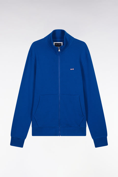 Straight-fit dark blue cotton zip-up sweatshirt - Image 2