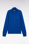 Straight-fit dark blue cotton zip-up sweatshirt