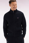 Straight-fit black cotton zip-up sweatshirt