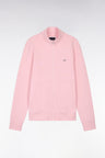 Straight-fit pink cotton zip-up sweatshirt