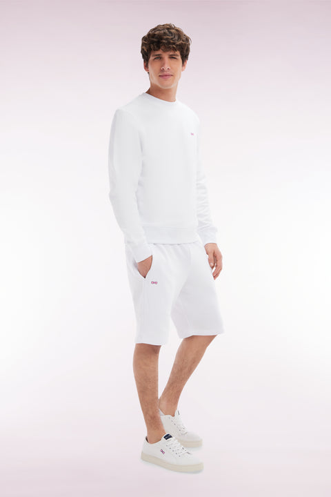 Straight-fit white cotton fleece sweatshirt - Image 3
