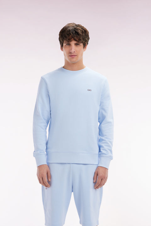 Straight-fit sky blue cotton fleece sweatshirt - Image 1