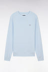 Straight-fit sky blue cotton fleece sweatshirt