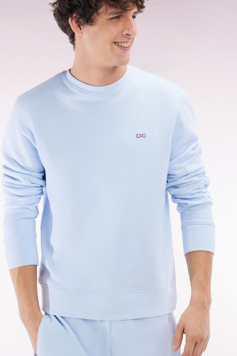 Straight-fit sky blue cotton fleece sweatshirt - Image 3