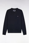 Straight-fit navy cotton fleece sweatshirt