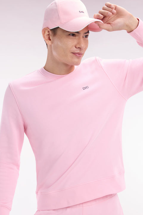 Straight-fit pink cotton fleece sweatshirt - Image 3