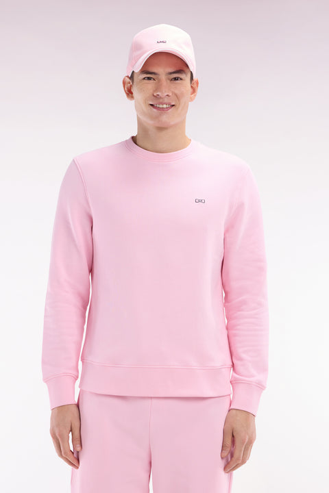 Straight-fit pink cotton fleece sweatshirt - Image 1
