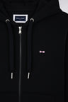 Straight-fit black cotton fleece zip-up sweatshirt