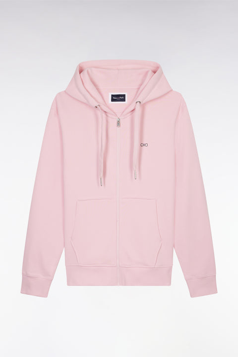 Straight-fit pink cotton fleece zip-up sweatshirt - Image 2