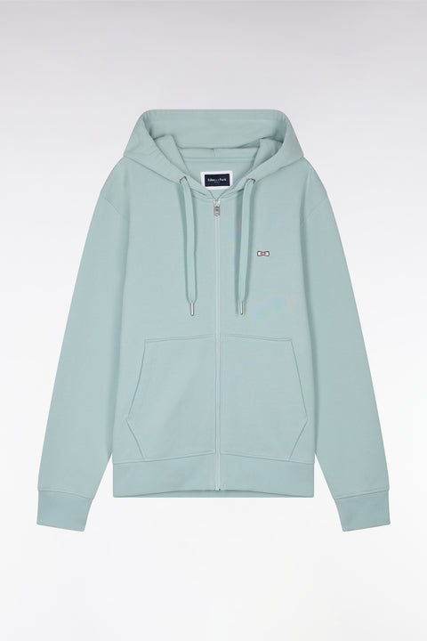 Straight-fit sea green cotton fleece zip-up sweatshirt - Image 2