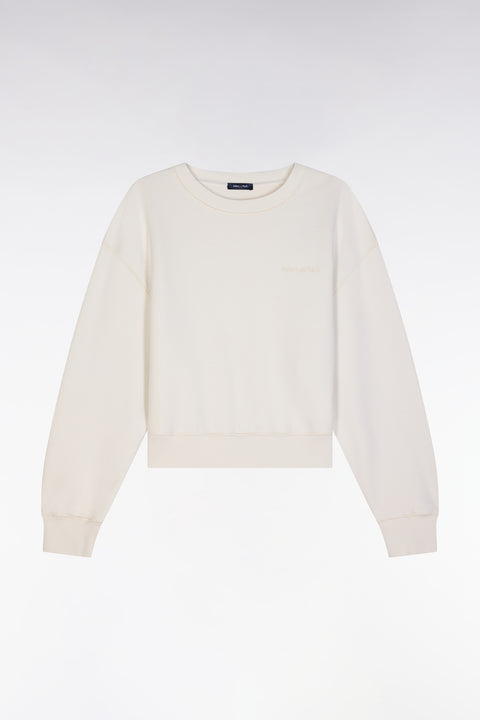Relaxed-fit short beige cotton sweatshirt - Image 2
