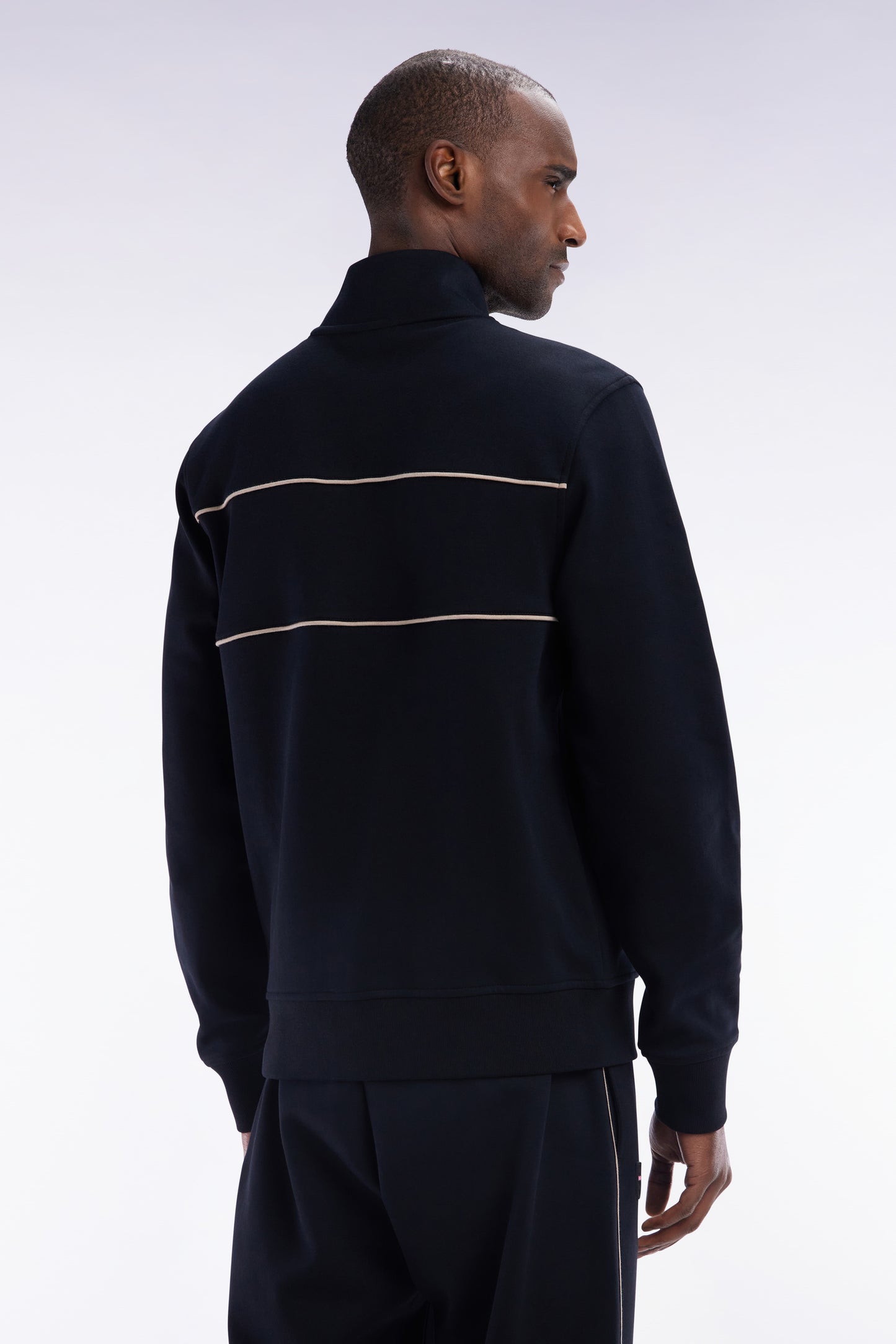 Black cotton-blend zip-up sweatshirt