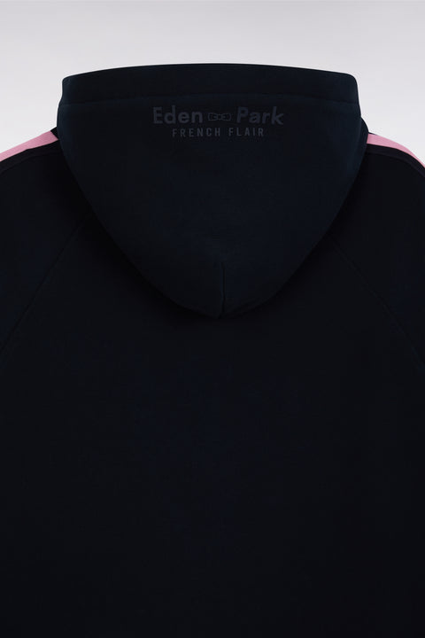 Relaxed-fit navy and pink cotton hoodie - Image 3