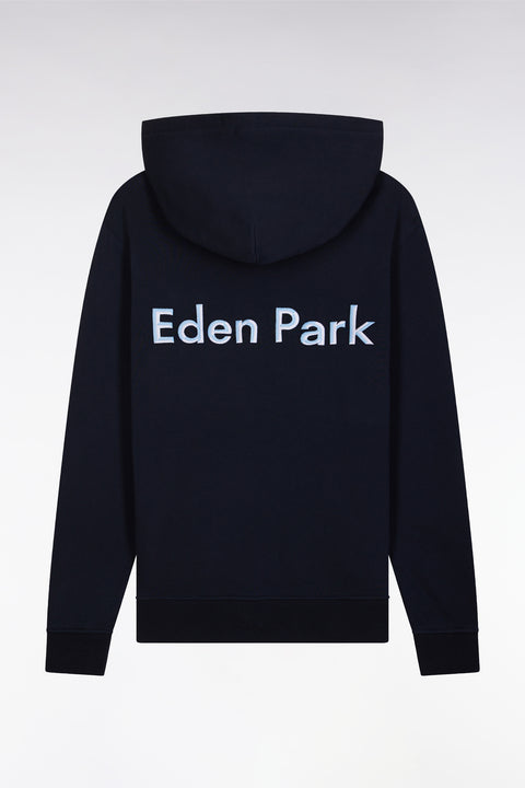 Relaxed-fit sky blue cotton hoodie with two-tone back embroidery - Image 2