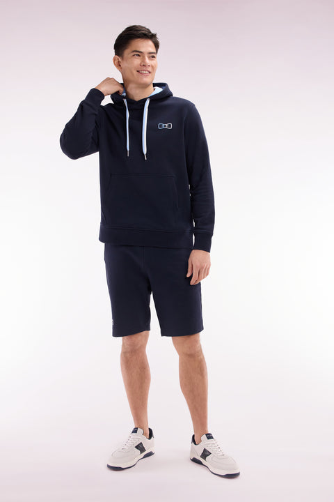 Relaxed-fit sky blue cotton hoodie with two-tone back embroidery - Image 3