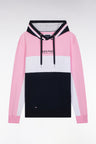 Relaxed-fit pink tricolor cotton fleece hoodie