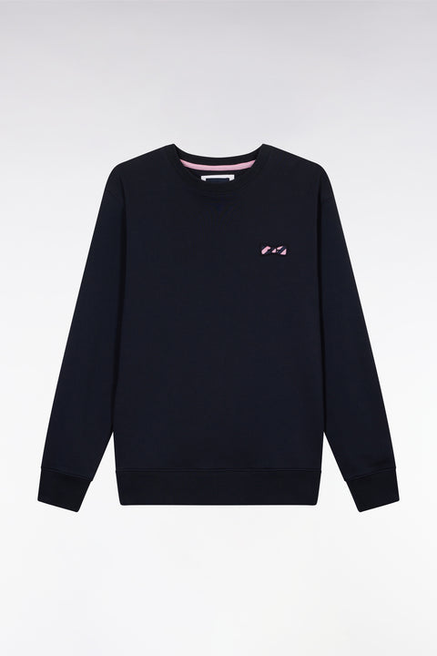 Navy cotton fleece crewneck sweatshirt - Image 2