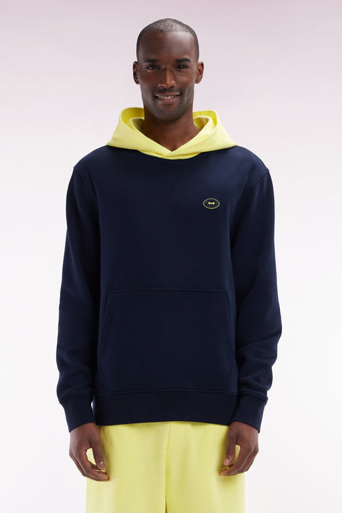 Relaxed-fit two-tone yellow cotton fleece sweatshirt - Image 1