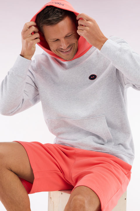 Relaxed-fit two-tone coral cotton fleece sweatshirt - Image 3