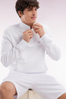 Straight-fit white cotton zip-neck sweatshirt