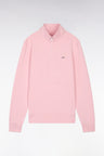 Straight-fit pink cotton zip-neck sweatshirt