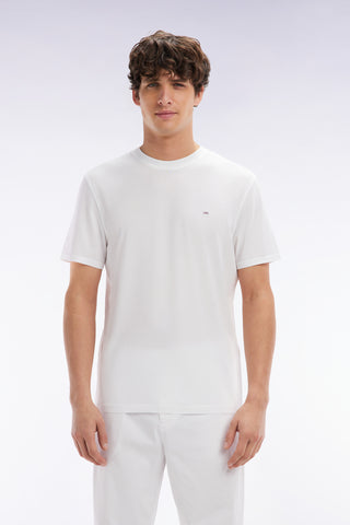 Straight-fit white short-sleeved T-shirt
