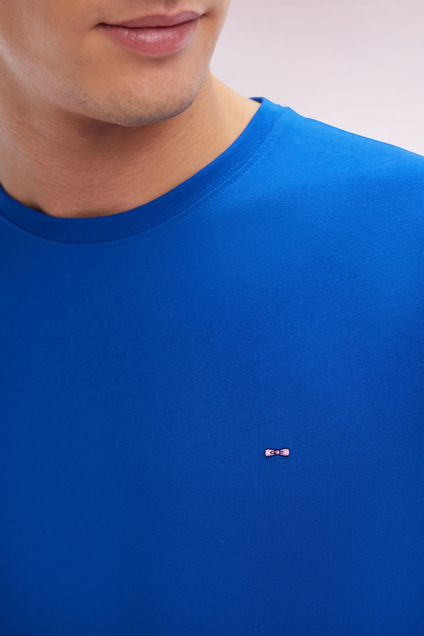Straight-fit navy Pima cotton T-shirt