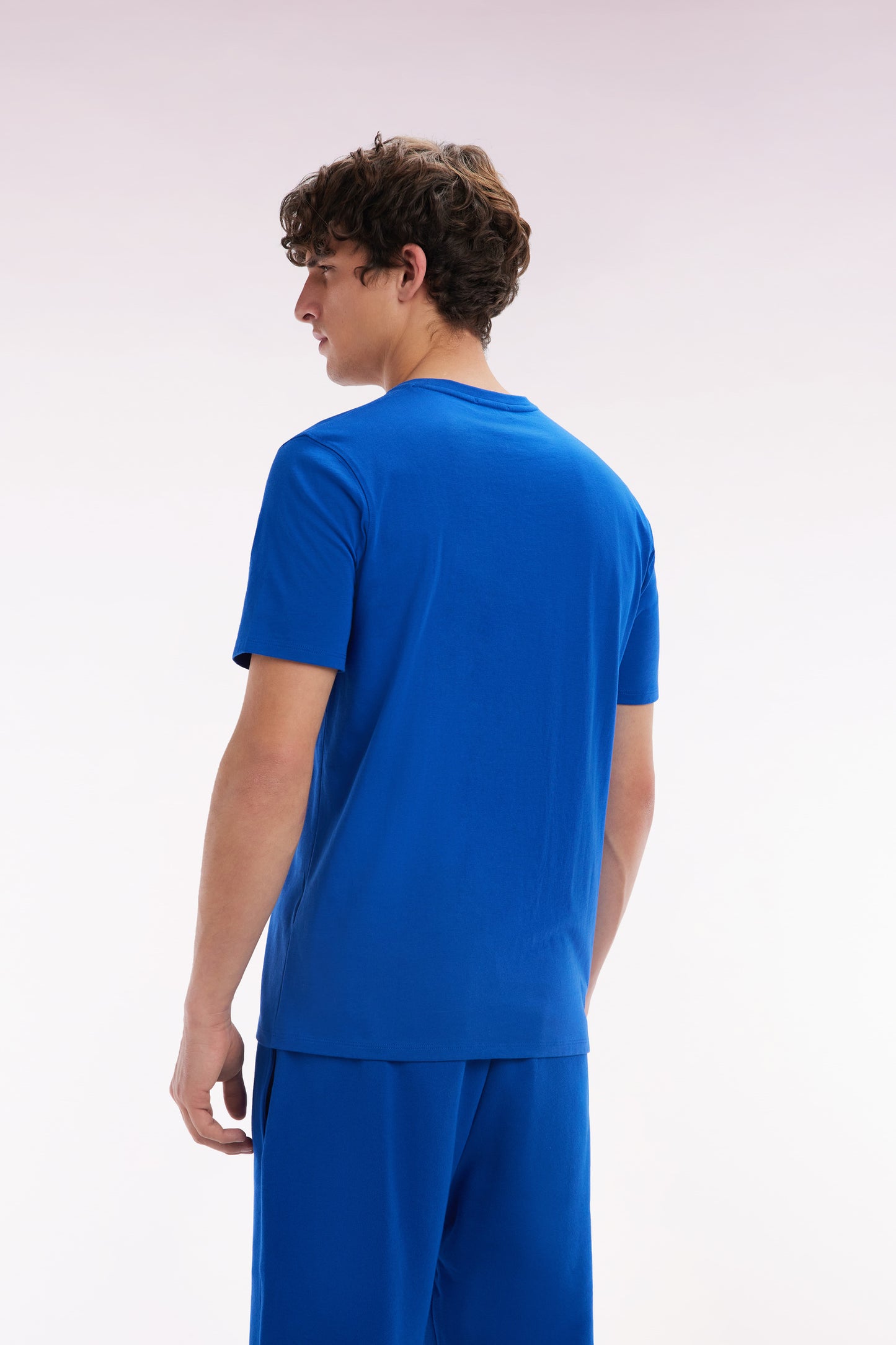 Straight-fit navy Pima cotton T-shirt