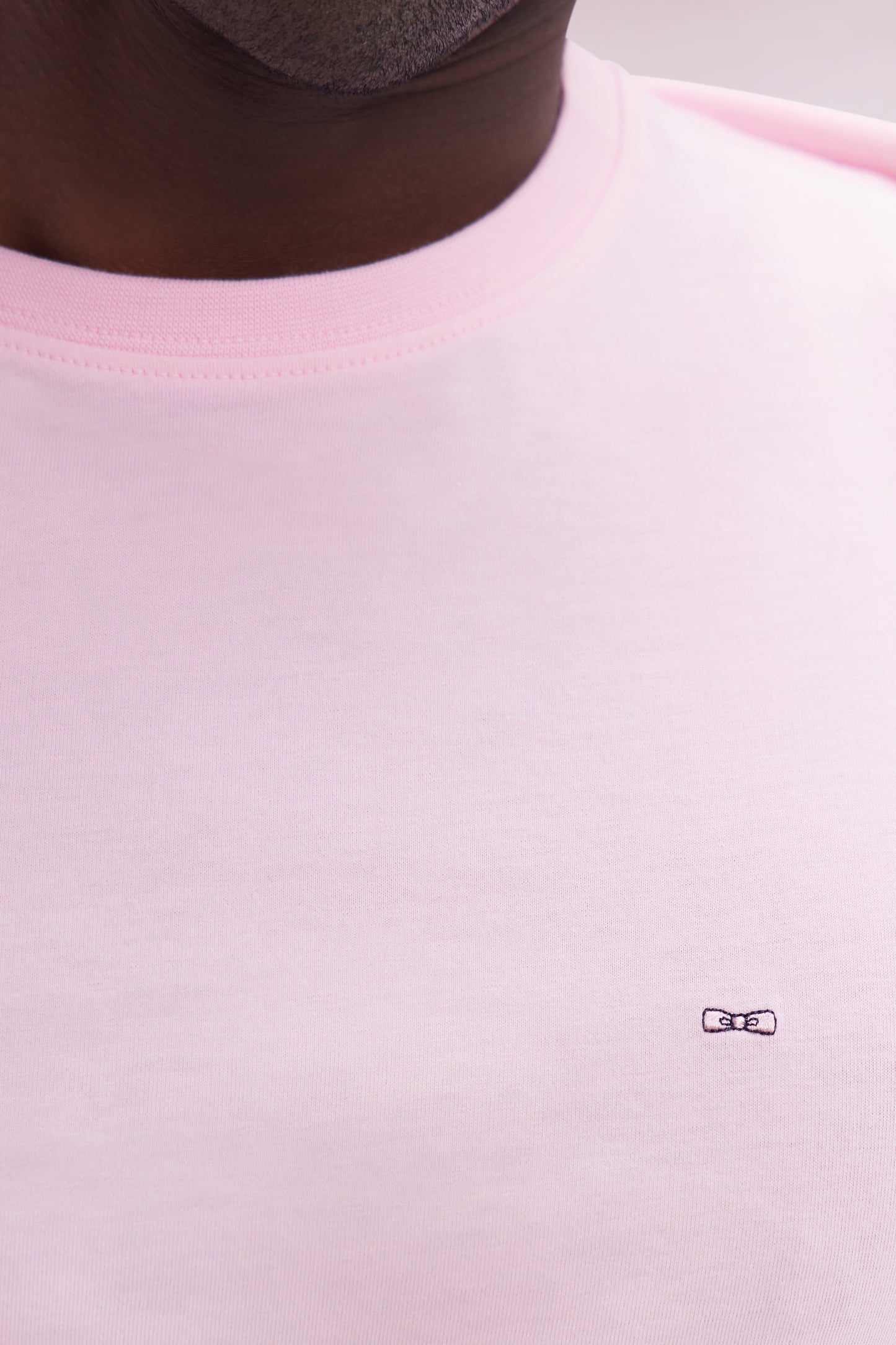 Straight-fit pink Pima cotton T-shirt