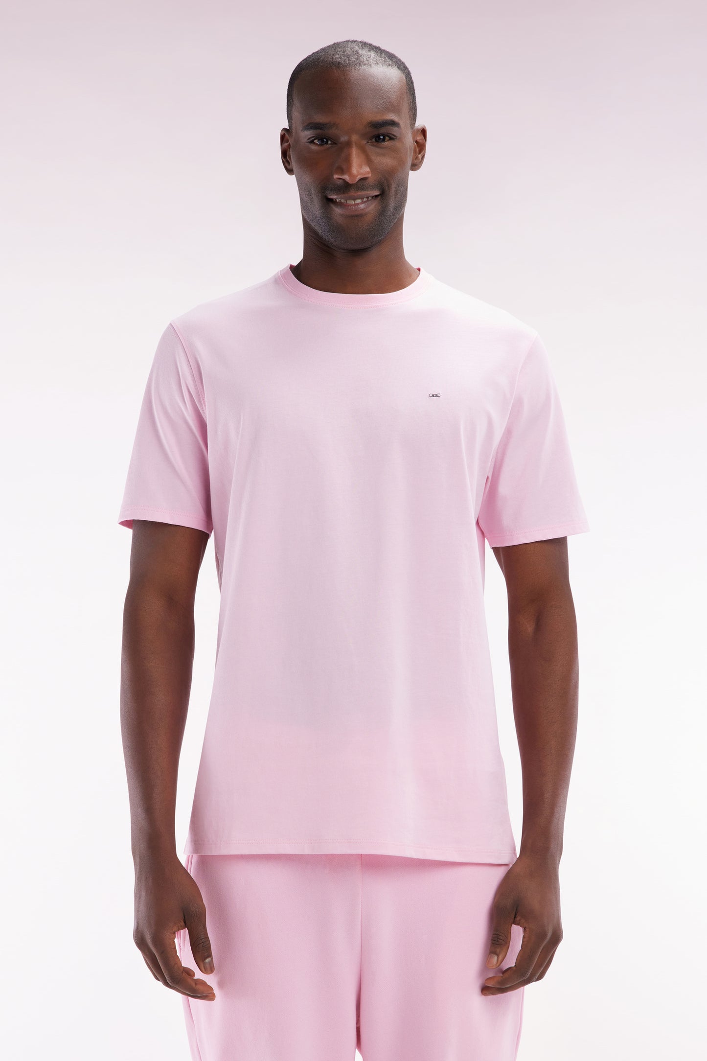 Straight-fit pink Pima cotton T-shirt