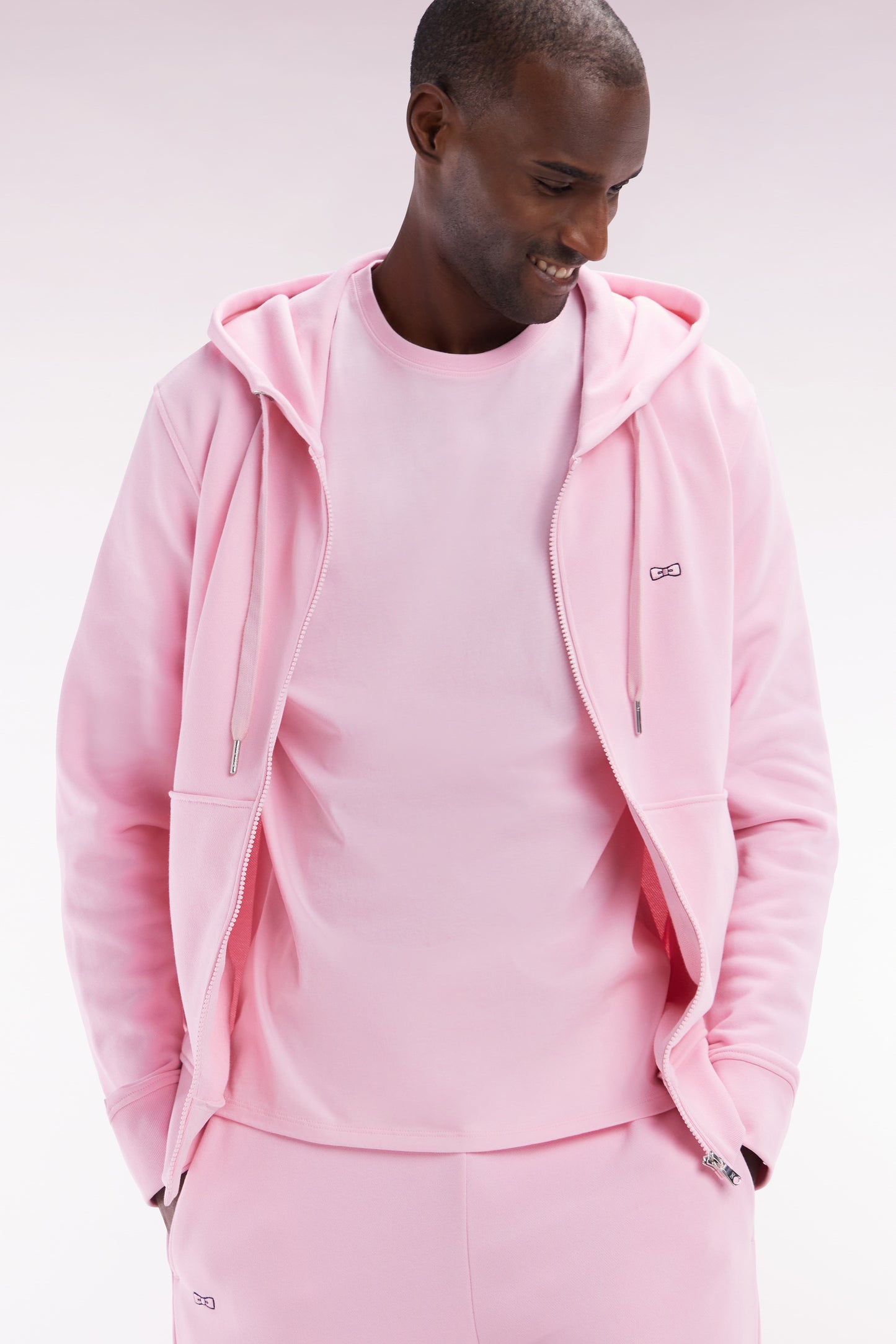 Straight-fit pink Pima cotton T-shirt