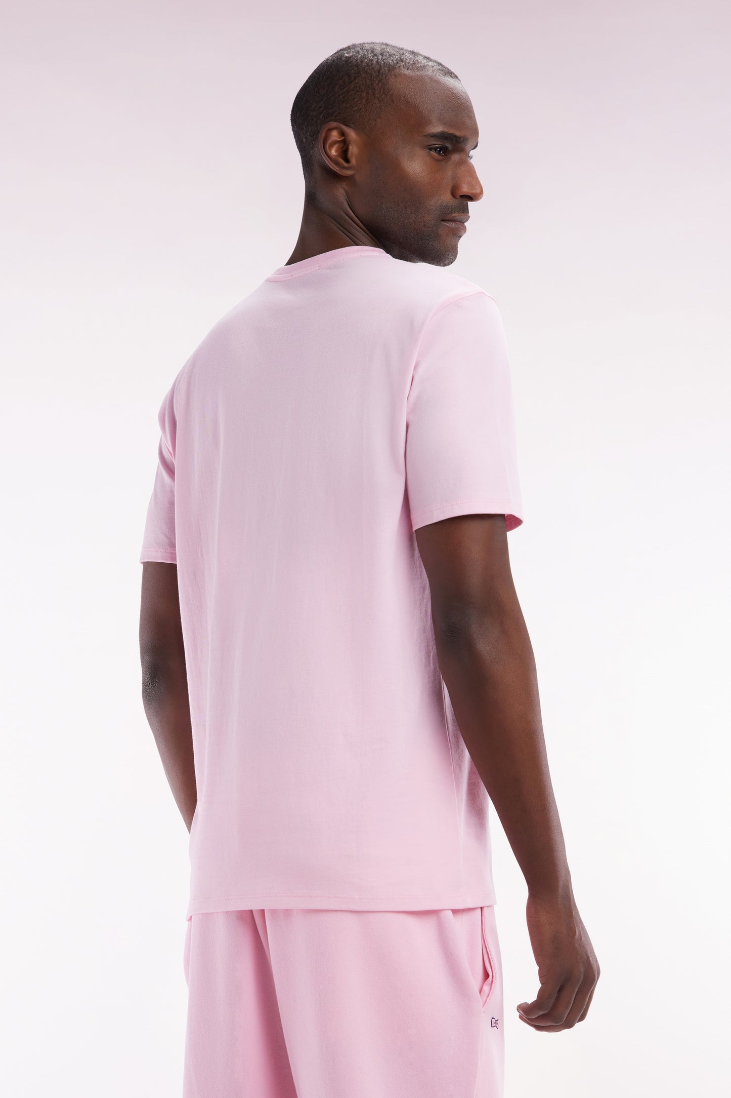 Straight-fit pink Pima cotton T-shirt