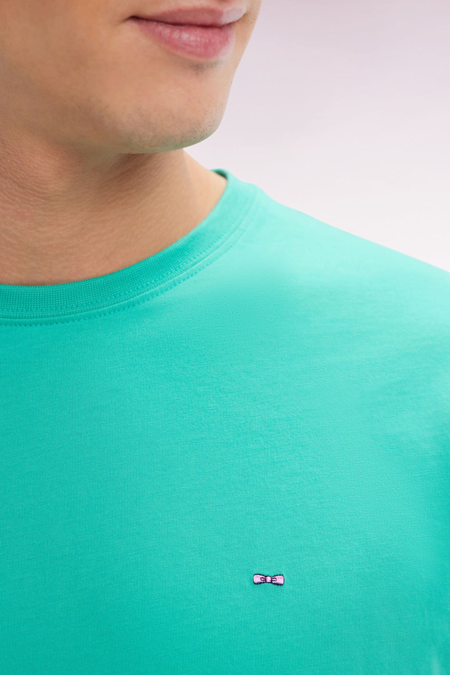 Straight-fit green Pima cotton T-shirt
