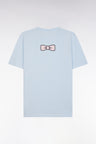 Straight-fit sky blue Pima cotton T-shirt with back embroidery