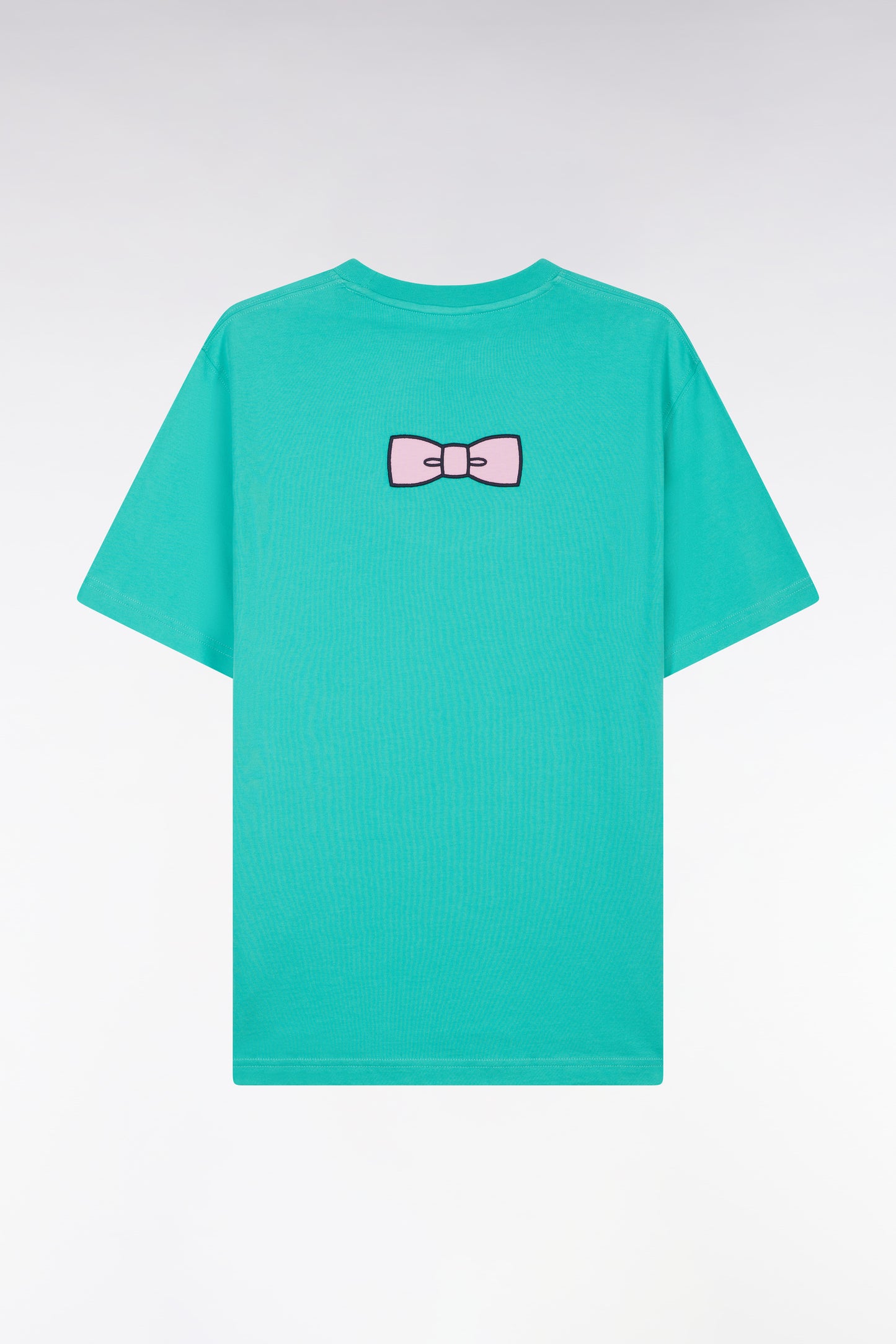 Straight-fit green Pima cotton T-shirt with back embroidery