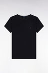 Round-neck T-shirt in black lightweight Pima cotton jersey, straight cut
