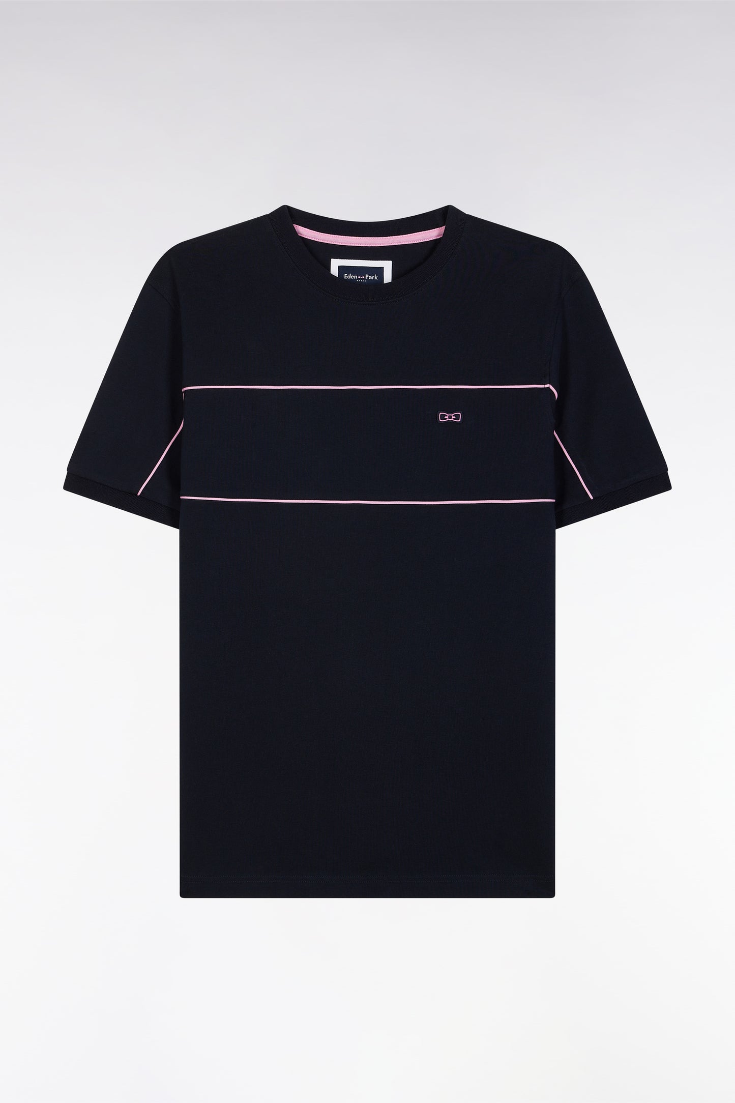 Straight-fit navy cotton jersey T-shirt with contrasting details