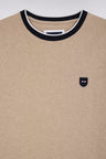 Slim-fit beige stretch cotton T-shirt