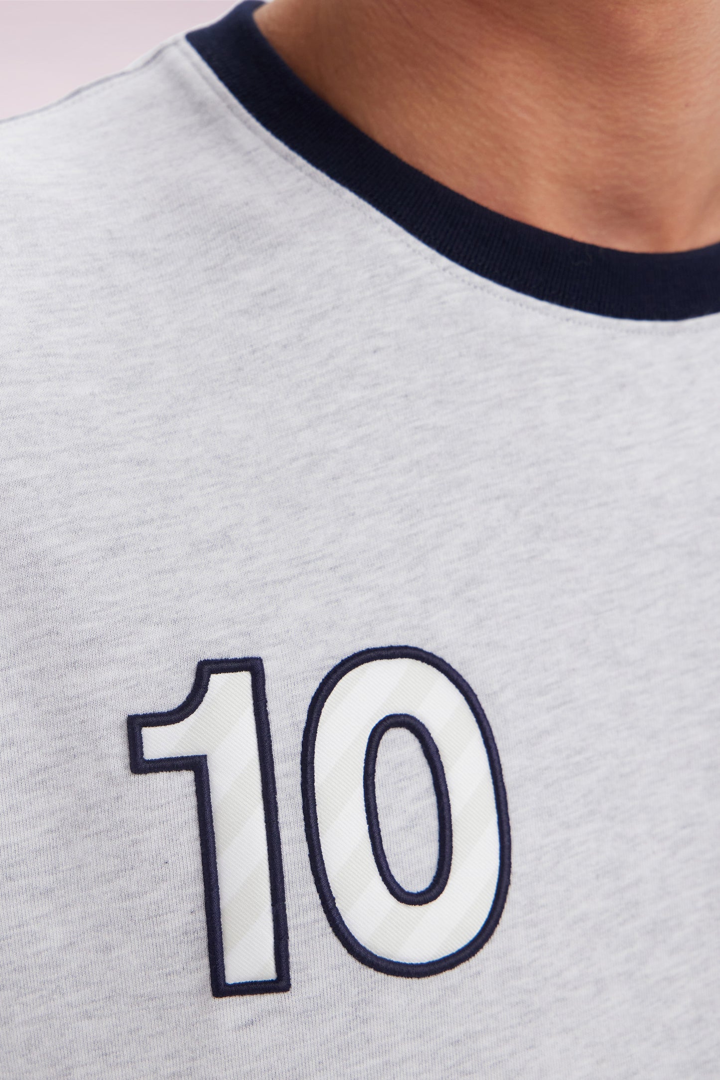 Grey cotton T-shirt, embroidery 10, relaxed fit